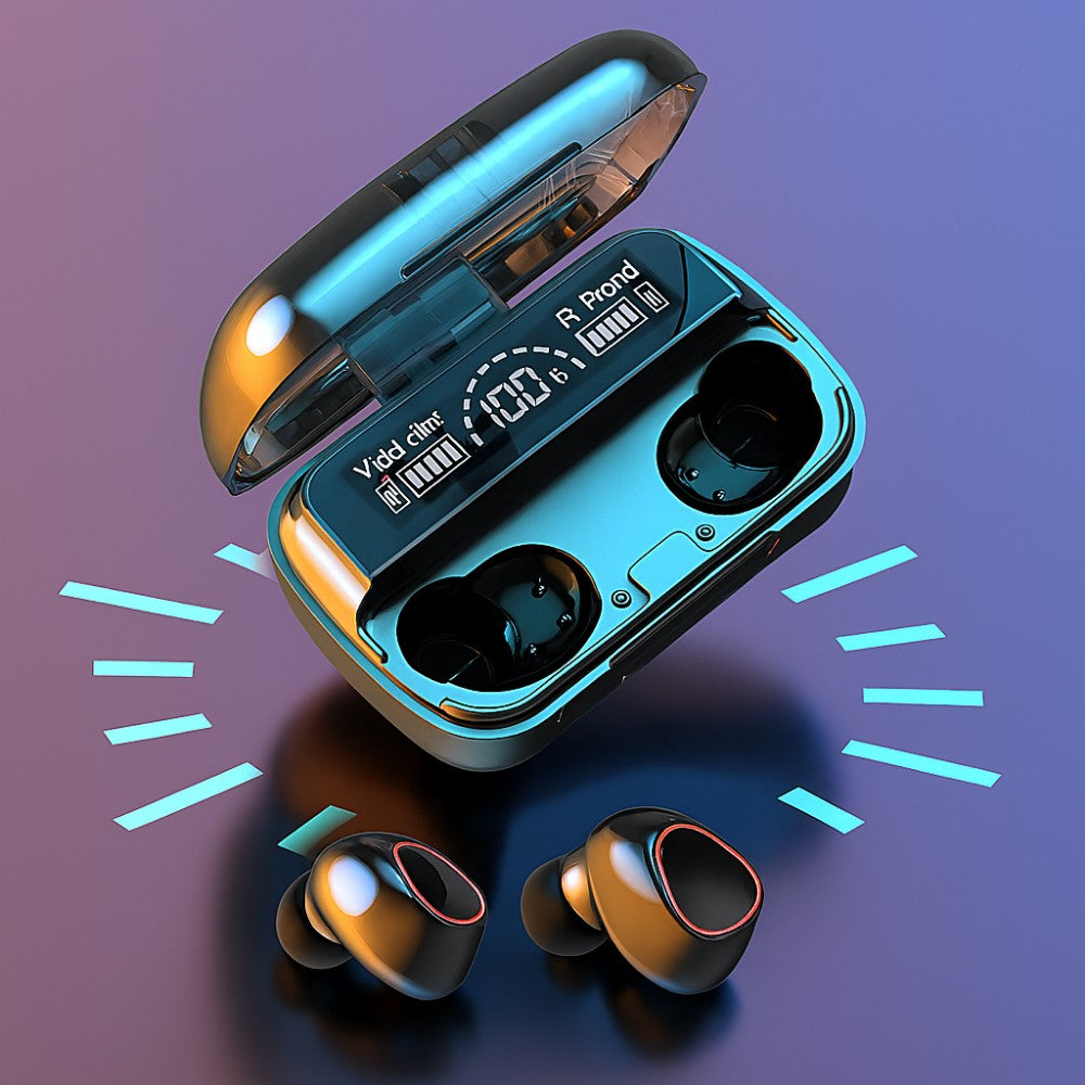 Fone de Ouvido Bluetooth 5.1 com Case LED Digital – À Prova D'água, Graves Potentes, Bateria Longa, Touch Control