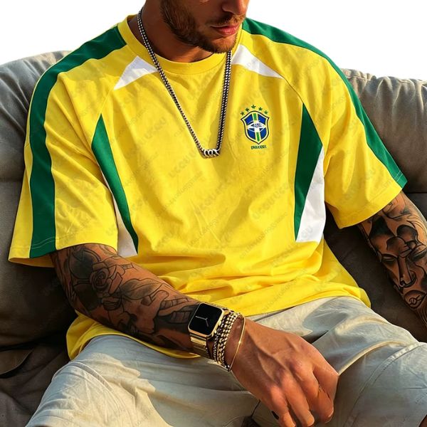 Camiseta Brasil Streetwear Oversized Amarela